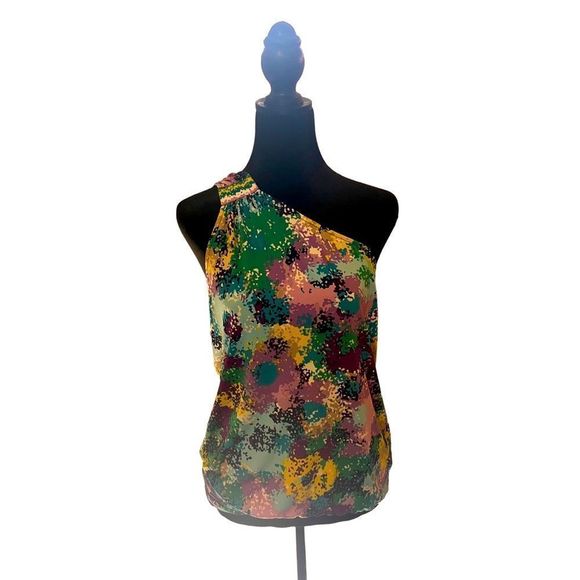 BCBGMaxAzria Tops - Never worn BCBG Maxazria one shoulder multi colored top excellent condition!